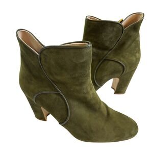 MAVETTE Olive Green Suede Ankle Boots, elevated minimalism, statement, polished